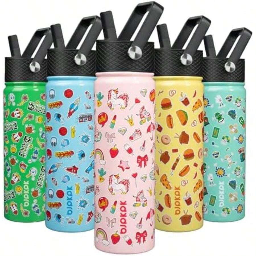 BJPKPK Botella de agua aislada con tapa de popote, , acero inoxidable 18/8, a prueba de fugas, Frío las 24 horas, Caliente 12 horas, Termo, botella de agua(22 onzas unicornio.) - Multicolor - Ver 1