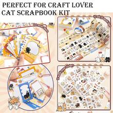 Simno Kawaii Cat Scrapbook Supplies Kit, Stationery Set With Memo Notes, Washi Tape & Stickers, Craft Supplies Gift For Cat Lovers, Bullet Journal - Orange - View 10