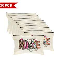 1/5/10个装圣诞节和新年护士节必备主题化妆包，多功能洗漱包，收纳袋，礼品袋，笔袋，零食糖果袋，礼品包装袋，护理学校学生用品整理包，多种尺寸可选，女士礼物，圣诞礼物，女士送礼佳品 - 米色 - 查看 61