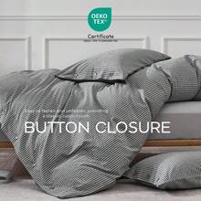 Cotton Duvet Cover Twin Size - Black Vertical Pinstriped Comforter Cover With Button 100 Washed Cotton 2PCS Breathable Soft Solid Bedding Set Duvet Cover 68*90in 1 Pillowcase NO Insert For Modern Bedroom Decor Ideal For Summer And Year-Round Use Easy Care And Hypoallergenic Fabric - Sọc dọc đen - Xem 6