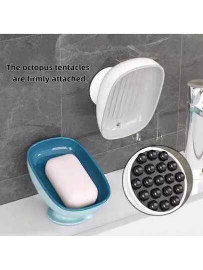 1pc Super Suction Cup Soap Dish Bathroom Portable Soap Dishes Holder Self Draining Soap Box For Bathroom Soap Holder Accessories
