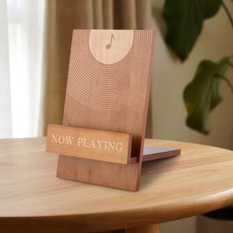 1pc Now Playing Vinyl Record Stand,Classic Wood Now Playing Record Holder Stand - Vinyl Now Playing Sign To Hold Your Albums - Vinyl Accessories For LP Enthusiasts - Now Spinning Vinyl Record Stand