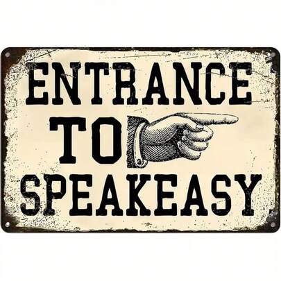 复古地下酒吧入口铁皮招牌，复古地下酒吧装饰趣味金属招牌，地下酒吧派对装饰（男孩房），20年代墙面艺术装饰招牌
