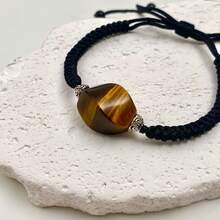 1 Pc Fashionable Hand Woven Irregular Tiger Eye Stone, Suitable For Both Men And Women, Equipped With A Gift Box And Jewelry Storage Bag