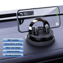 REMAX Car Phone Mount, 360° Rotation & Tilt Adjustment, Vertical/Horizontal View, Stable Vibration-Free Hold, Universal Compatible Car Accessory - Black - View 10