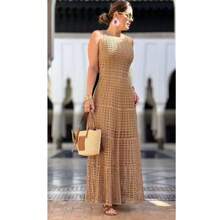 Nude Crochet Maxi Dress – Elegant, Feminine, And Timeless - 裸色 - 查看 2