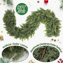 1 pezzo Ghirlanda natalizia artificiale di vite di cedro, aghi di pino, decorazione per camino, porta, scale, tavolo - Verde - Visualizzare 9