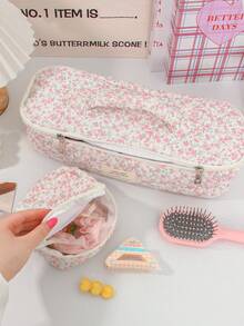 1Pc/Set All Over Ditsy Floral Print Quilted Hair Dryer Storage Bag Mesh Pocket Design Inside Curling Iron Storage Bag Hair Clips Storage Bag Cosmetic Bag Makeup Bag Set Jewelry Organiser Multi-Functional Storage Bag Hair Dryer Holder Hair Tool Bag Set Travel Carrying Organizer Bag For Crimping Hair Tools(Curling Iron, Hair Dryer),Hair Clips,Hair Straightener, Ideal For Home&Travel,Travel Essentials Cruise Essentials Bridesmaid Gifts Mom Gifts - Multicolor - View 18