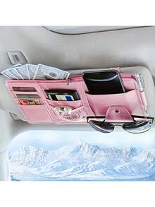 Car Sun Visor Organizer, Universal Sun Visor Storage Bag With Zipper For Glasses & Cards, Space Saver For Car Truck SUV - Màu Xám nhạt - Xem 1