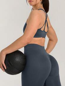 Yefecy Women's Butt Lifting Tight Leggings, High Impact, Seamless Workout Tights, High Waist Tummy Control Yoga Pants - Dark Grey - View 7