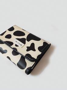 1pc Cute Cow Print Compact Wallet PU Leather Folding Coin Purse College Style Card Holder For Women Wallet Purse Wallet Small Wallet Cute Wallet Mini Wallet Purses For Woman Wallet For Ladies Travel Essential Badge Holder Id Card Holder Id Holder - Multicolor - View 9
