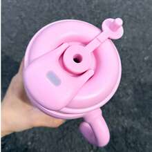 1个1100毫升豹纹保温杯，不锈钢真空保温旅行杯，带茶漏、手柄和吸管，大容量 - 彩色 - 查看 4