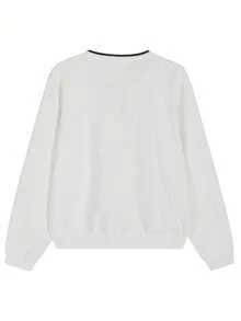 Áo len cardigan dệt kim rộng, Xuân/Thu - trắng - Xem 2