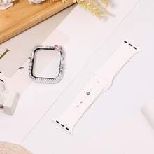 Bộ 2 dây đeo đồng hồ thể thao bằng silicon, tương thích với Apple Watch 40mm 41mm 42mm 44mm 45mm 46mm 49mm, unisex, mềm mại và chống nước, dây đeo thể thao có thể thay thế, tương thích với Apple Watch Ultra 11 10 9 8 7 6 5 4 SE Series, họa tiết hoạt hình, tương thích với vỏ . - Trắng/Bạc - Xem 2