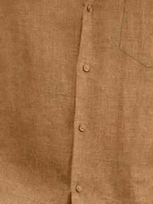 Camisa casual básica para hombre talla grande, holgada, ligera, de manga corta con botones - Amarillo Mostaza - Ver 5