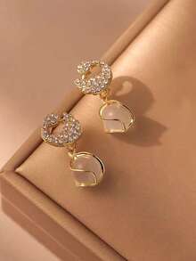 1 Pair/Cat's Eye Texture, High-End Simple And Versatile Earrings - 金色 - 查看 8