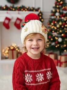 1 pieza Gorro de punto con cuernos de reno para niños, gorro de invierno cálido unisex para niños, regalos de Navidad para niños y niñas - 1PC - Ver 12