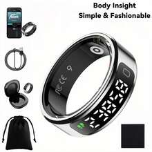 NEXUS Smart Ring Health Tracker For Men/Women, Fitness Ring Sleep Tracker With LED Display Screen, Fast Charging, Health And Sleep Monitoring, Motion Tracking, Female Cycle, Waterproof,Ideal For Sleep/Travel/ Outdoor,Birthday/ Anniversary /Couple Gift,Free Shipping - Silver - View 3