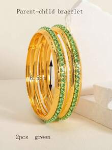 2pcs Luxury Palace Style Claw Chain Crystal Rhinestone Bracelet - one-size - View 8