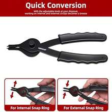10-Piece Snap Ring Pliers Set For C-Clip Ring Remover With Storage Case & Straight Bent Jaw Tips - 黑色 - 查看 5