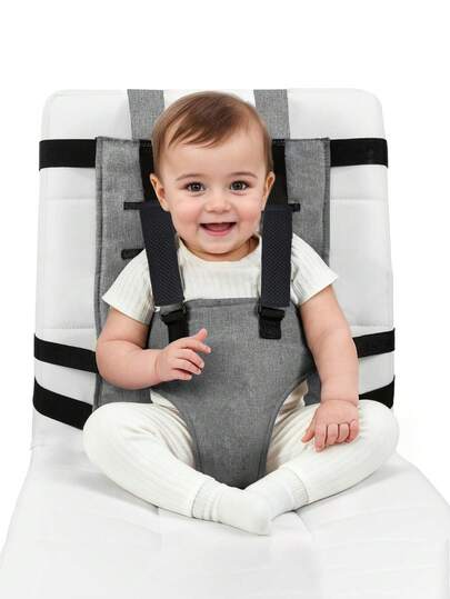 Baby & Toddler Feeding Chair Safety Harness Strap, Portable Infant Seat Belt Posture Correction Backpack, Gray/Pink