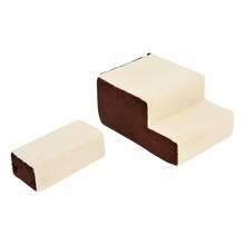 PawHut Dog Stairs, Practical Pet Stairs With 3 Steps For Cats And Dogs, Plush, Beige, 54x40x39cm On Site - 1 - View 8