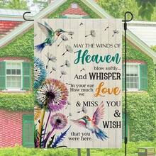 Memorial Garden Flag 12x18 Inch - Double-Sided In Loving Memory Design With Flowers & Hummingbirds, Weatherproof Outdoor Sympathy Decor For Graveside, Yard & Porch, Durable Memorial Flag For Loss Remembrance - 彩色 - 查看 4