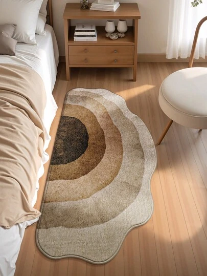 DAJIANG 1ชิ้น พรมปูพื้นครึ่งวงกลมไล่สี, พรมปูพื้นนุ่มและฟูสำหรับห้องนั่งเล่น, สไตล์อบอุ่นโทนสีน้ำตาลสบาย, พื้น TPR กันลื่น, เหมาะสำหรับห้องนอน, ห้องน้ำ, ห้องครัว, ทางเข้า, ทางเดิน, ข้างเตียง, ห้องนั่งเล่น