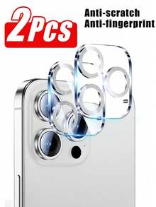2pcs Silver Transparent Mesh Glitter Lens Protector Film, Waterproof & Shockproof, Compatible With IPhone 11/12/13/14/15/16/16 Plus/16 Pro/16 Pro Max Series, Anti-Fall, Anti-Scratch, Anti-Fingerprint, Full Coverage, Suitable For Daily, Office, Home Phone Camera Protection, Anti-Fall & Anti-Scratch - Clear - View 28