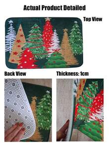1PC Christmas Mat Green Background Christmas Tree Forest Pattern Mat Multicolor Xmas Tree Printed Door Mat Holiday Decor Entrance Floor Mat Non Slip Wear Resistant Home Door Mat Christmas Theme Home Decoration-Thickness 1cm