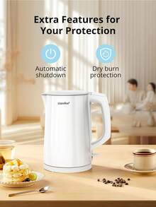 Midea Home Appliances 1.7L Electric Kettle, Fast Boil 1500W Stainless Steel, Dual-Level Lid For Easy Filling & Cleaning, Auto Shut-Off & Boil-Dry Protection, Silver, Household Tea & Coffee Kettle, Perfect For Daily Use, Quick Boiling, Durable - Xem 6