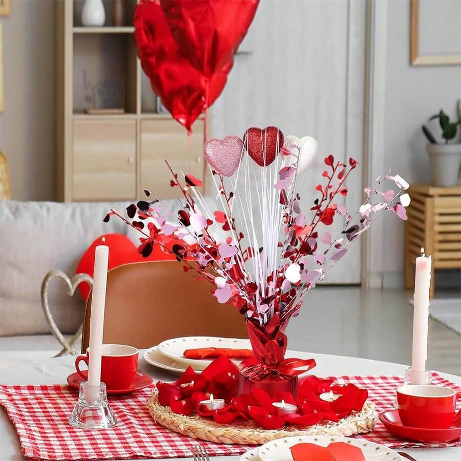 Adornos de árbol de mesa con forma de corazón para San Valentín, con purpurina artificial, para el hogar y fiestas navideñas. - vistoso - Ver 1