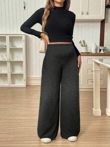 秋冬新款加大码孕妇裤，超高腰弹力休闲宽松孕妇裤，配有可调节腰带和纽扣，舒适柔软的运动阔腿裤