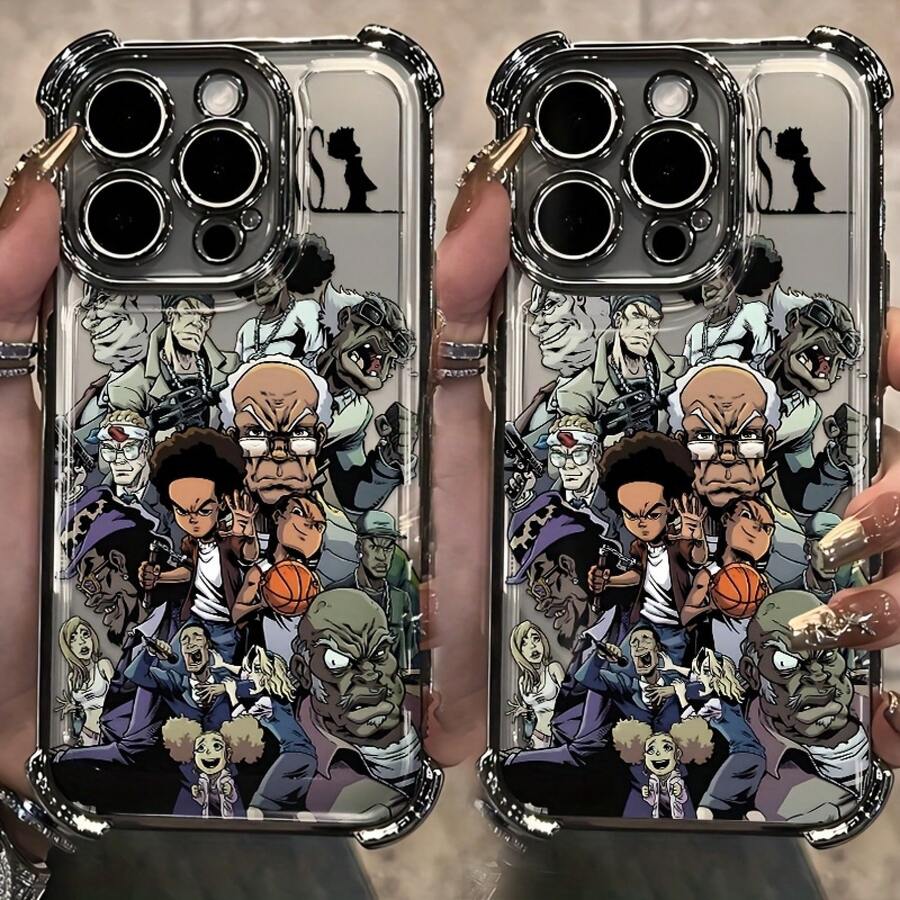 Boondocks Youth Classic Cool Anime Character Fashion Illustration Phone Suitable 17 16e 16 15 14 13 12 11 Pro X XR XSMAX 8 Plus Anti-Drop Transparent Soft Back Cover, Daily Use Cover, Y Phone Accessory, Highquality, Durable Material, Protective Cover, Youth Fashion, Userschristmas Phone Cases Phone 17 Gifts Stuff Decoration - 混合顏色 - 查看 1
