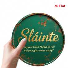 2D Flat, Vintage Irish Blessing Metal Sign - Rustic Green Iron Wall Art, Gold Text, "May Your Heart Be Always Satisfied, Your Glass Never Empty!" - Weather-Resistant, Easy To Hang, Perfect For Home, Garden, Cafe, Garage Decor, Metal Wall Art Decor, Ideal For Room Decoration - Multicolor - View 5