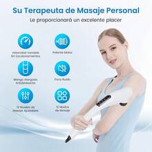 Masajeador de EspaldaMasajeador Electrico para Alivio del Dolor Muscular Masajeadores de Mano con Diseño Ergonómico 10 Modos 12 Velocidades y 6 Cabezales de Masaje Masaje para Espalda Pierna y Cuello - blanco - Ver 2