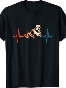 Mountain Bike Heartbeat MTB Biking Cycling Bike Rider T-Shirt,Suitable As A Christmas Gift For Autumn And Winter - Phong cách 14 - Xem 1