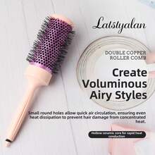 1pc Large Curling Hair Brush + 1pc Cleaning Tool, Electroplated Craftsmanship, Classic Style, Suitable As Gift For Friends Or Family, Paired With Hair Dryer For Salon Use