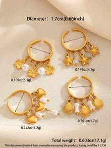 1pc Stainless Steel Star Shaped Open Ring, Minimalist Casual Unique Fashion Design Women's Accessory, Suitable For Daily, Commute, And Gatherings