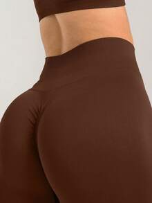 Women's Butt Lifting Tight Leggings, High Impact, Seamless Workout Tights, High Waist Tummy Control Yoga Pants - Brown - View 5
