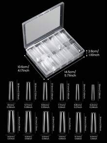 YOKEFELLOW 240片美甲贴片，XXL尖头/XXL棺材形/长椭圆形/XXL方形/长尖头/长弧尖头全覆盖透明假指甲，超长柔软凝胶美甲贴片，适用于美甲延长、居家DIY美甲沙龙，适合女性、女孩及节日礼物