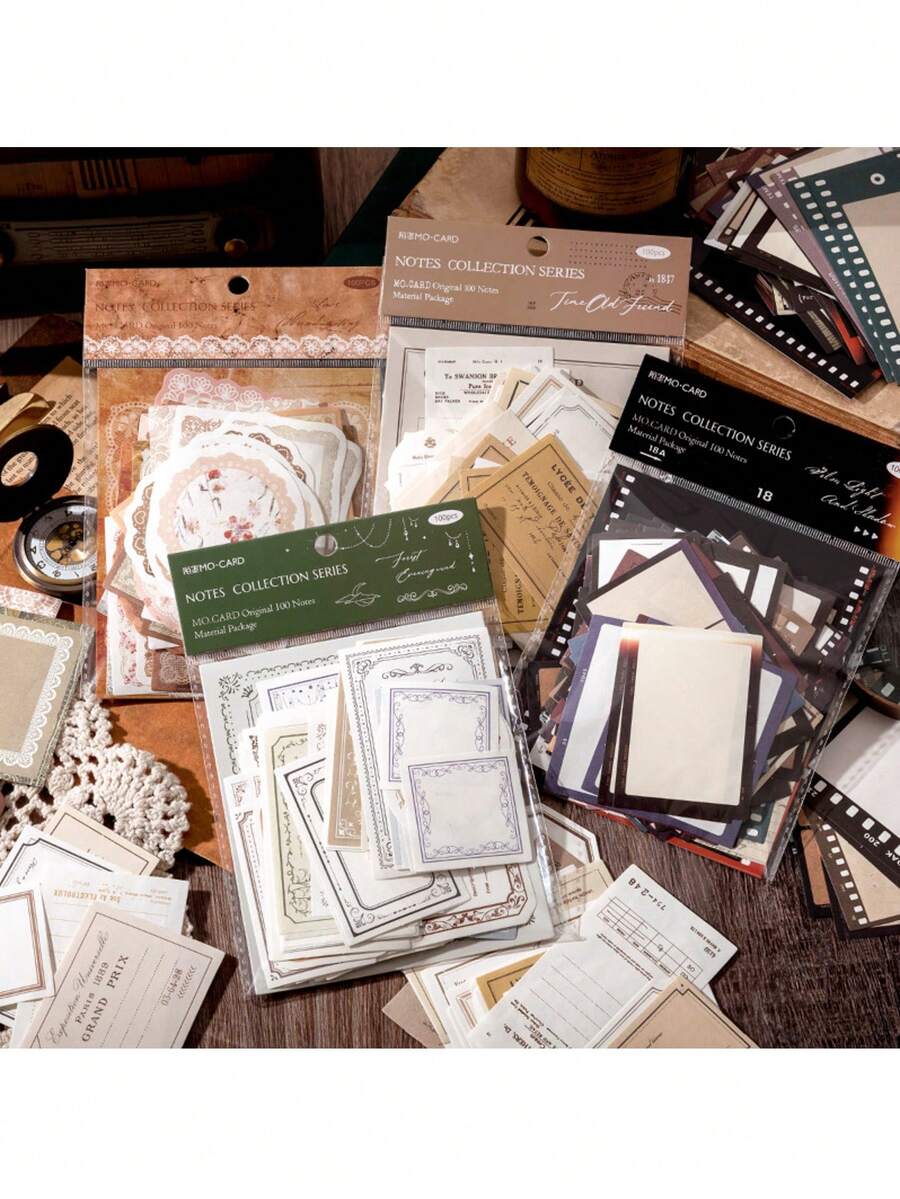 Bộ 50 tờ ghi chú Retro Grand Collection, Sổ kế hoạch kỷ niệm Prologue Series, Miếng dán trang trí DIY - Nhiều màu - Xem 1