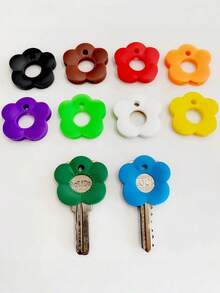 5/10/20个装花朵造型硅胶钥匙套套装 – 带颜色编码的标签钥匙帽，耐用钥匙保护套和钥匙识别收纳器 | 多色（10种随机/混色），无需工具即可轻松安装 | 适用于家庭、办公室、邮箱和门钥匙，是钥匙分类和日常钥匙收纳的理想之选，也适合海滩、夏季、度假、旅行、外出、家居用品、母亲节礼物、卧室装饰、花园、厨房装饰、夏季、海滩、旅行必备品、房间装饰、软萌可爱、毕业季礼物 - 彩色 - 查看 3