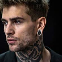 2件装水滴形镂空耳扩耳钉耳隧道316L不锈钢天然贝壳珠穿刺男女通用身体饰品优雅耳环 - 1679 - 查看 9