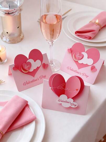 20 PIEZAS Tarjetas de felicitación con decoración de corazones de colores variados - Deseos en blanco de alta gama para el Día de San Valentín, bodas, cumpleaños, parejas, floristerías