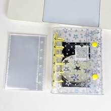 A7 Size Transparent Portable File Bag, With Double Snap Design, Is Very Suitable For Storing Photos, And Can Also Be Used As Photo Albums, Stationery, Notebooks, Sticker Books, Office Supplies, School Supplies, Back-To-School Necessities, And Star-Shaped Photo Storage Books. - Multicolor - View 14