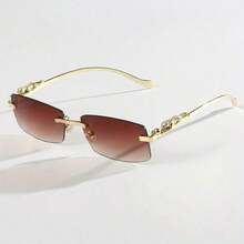 Fashion Frameless Rectangular Glasses, Cute Style, AC Lenses, Won't Make Everything Too Dark, So You Can Wear Them For Night Walks In The City, Valentine's Day, Exquisite Birthday Gift, Accessories Not Included - Tròng kính trong suốt - Xem 3