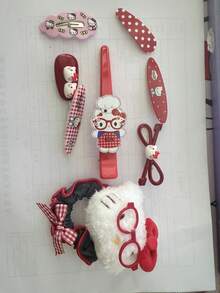 Sanrio Set di fermagli e molletta per capelli di Hello Kitty, fissano i capelli senza scivolare, adatti per capelli corti, lunghi e semi-raccolti, con disegni chiari che non sbiadiscono, alto riconoscimento del personaggio e copertura completa di stili multipli (soddisfano le esigenze di fissaggio e decorazione dei capelli nella vita quotidiana), stile carino di Hello Kitty, stile dolce quotidiano da ragazza