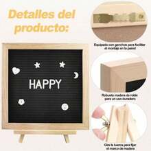 Pizarrón y letrero de madera vintage 30cm x 30 cm Marco de roble Tablero de Letras de Fieltro con Letras Pizarrón y Letrero de Madera Vintage Tablero alfabético de Fieltro enmarcado en Roble con dos Juegos de Letras y Números un trípode Marco de roble tablero de letras de Fieltro con Letras Números, Emojis en Total 340 Intercambiables, Soporte de Trípode les Tablero de mensajes para anuncios de bebés adecuado para el aprendizaje de los niños expositores de restaurantes y tiendas (340 Letras, Números, Signos y Emojis) - Negro - Ver 6