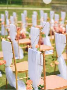 1pc Elegant Wedding Chair Sash, Sheer Chiffon Fabric, Suitable For Weddings, Parties And Romantic Decor - Perfect For Aisle Accents And Chair Decorations, Wedding Decor, Chair Back Decoration White Tulle Wedding Supplies Party Decorations